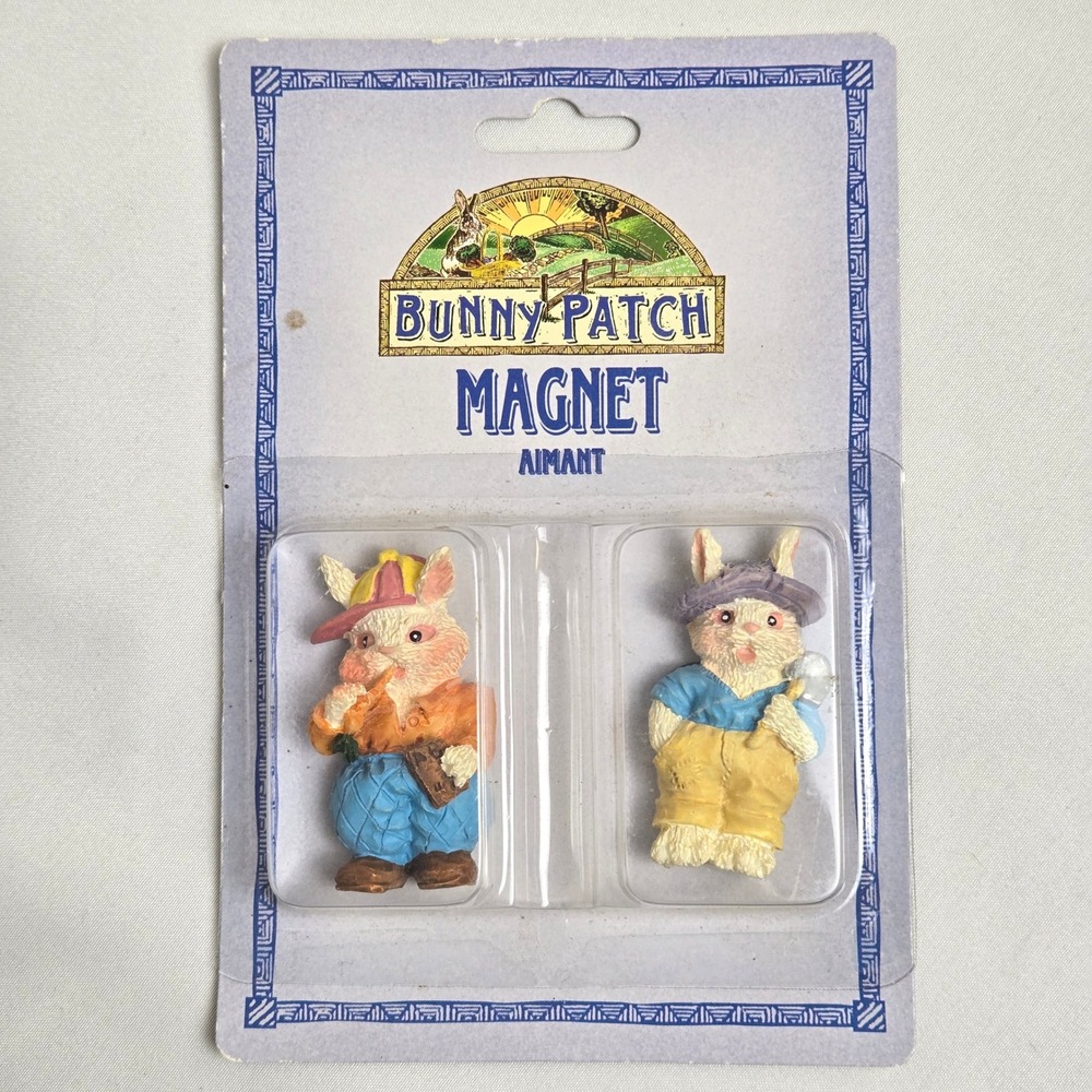 Bunny Patch Magnets Rabbit Figurines 2" Whimsical Kitschy Vtg 1997 615010 New‎